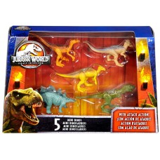 Jurassic World Tyrannosaurus Rex, Velociraptor, Parasaurolophus, Stegosaurus & Pachycephalosaurus Mini Dinosaur Figure 5-Pack   